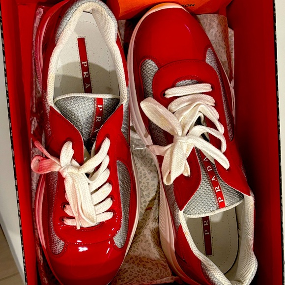 Prada Bold Red and White Sneakers - Picture 1 of 1